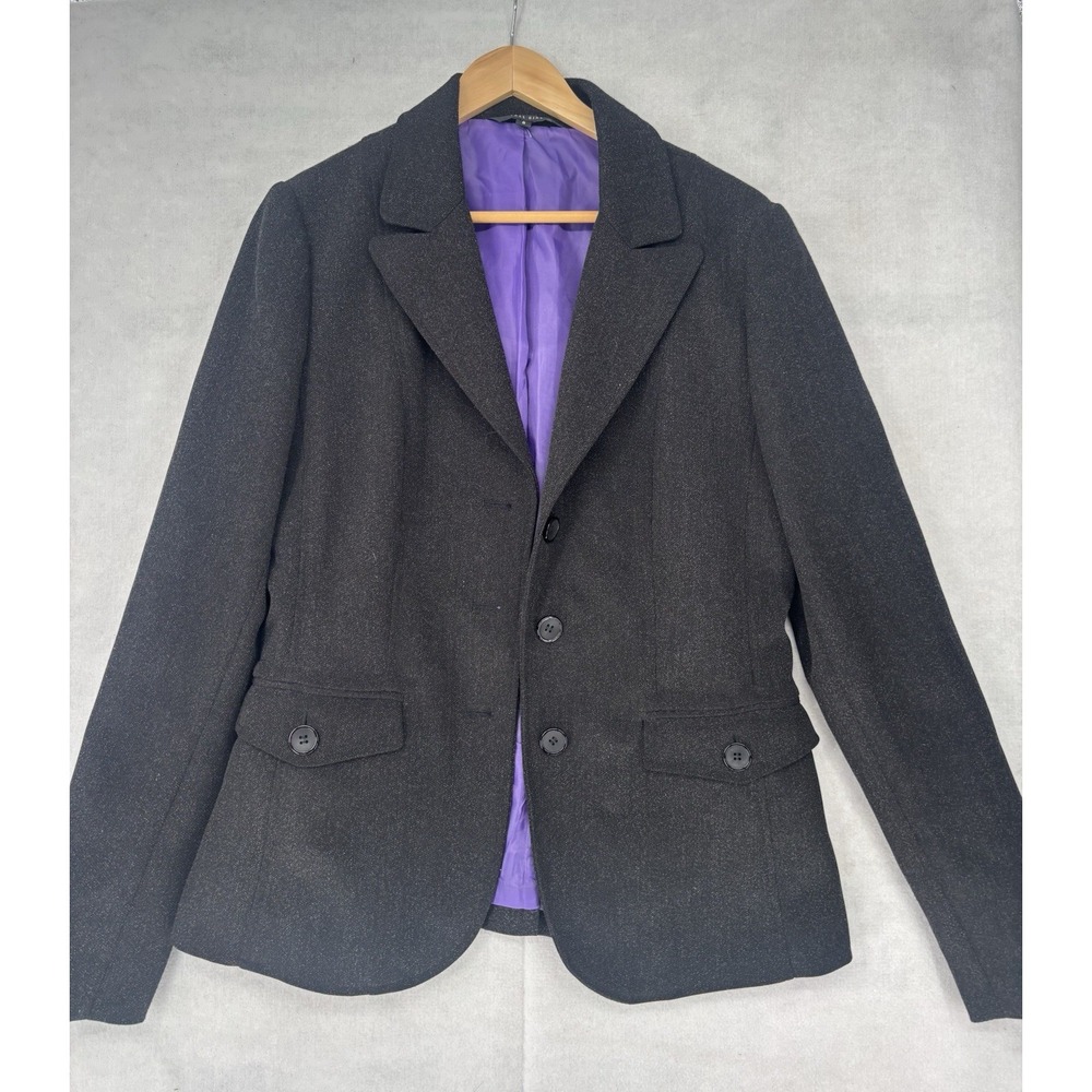 Tall Girl Brand Charcoal Blazer Jacket Womens Sz 8 Poly Blend 3 Button Career